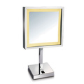 Whitehaus Square Freestanding Led 5X Magnified Mirror, Polished Chrome WHMR295-C